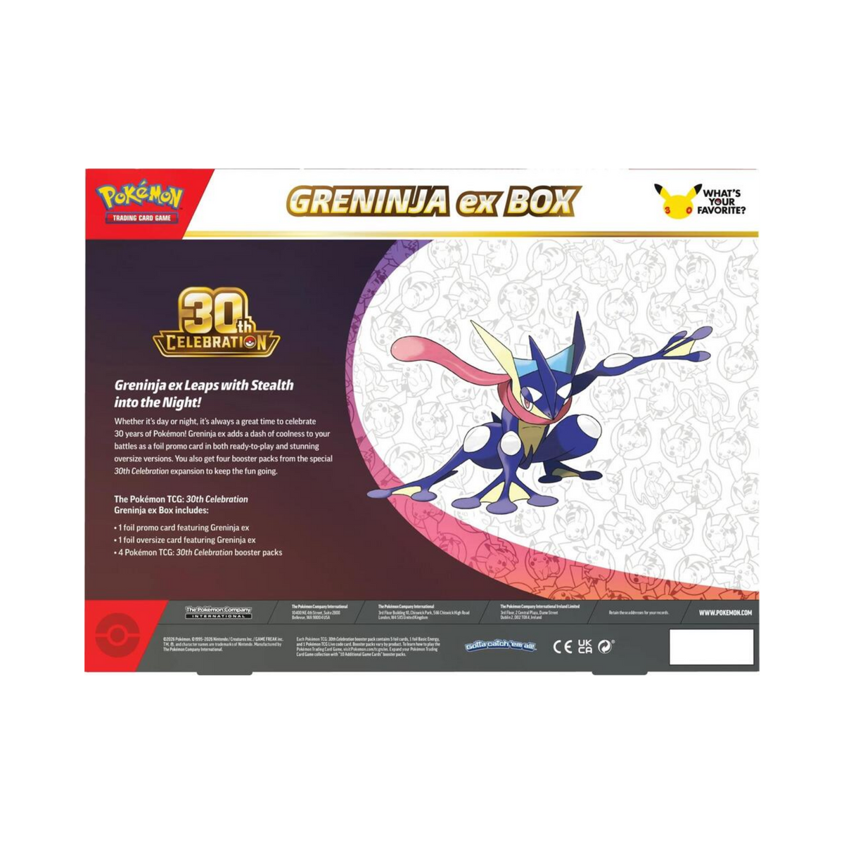 Pokemon: 30th Celebration Greninja ex Box