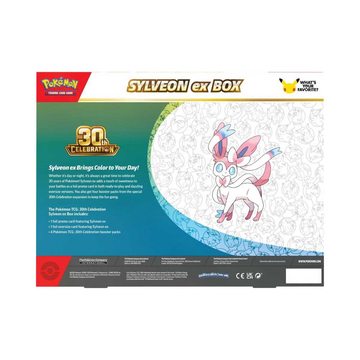 Pokemon: 30th Celebration Sylveon ex Box